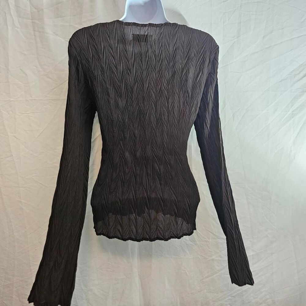 vintage y2k 2000s brown accordion chiffon crinkle fairy whimsical top - Picture 4 of 8